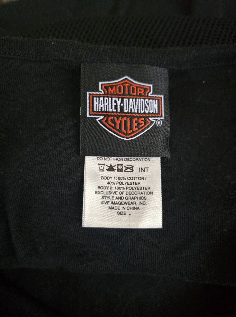 Harley-Davidson Black Mesh V-Neck Short Sleeve Top - Picture 6 of 6